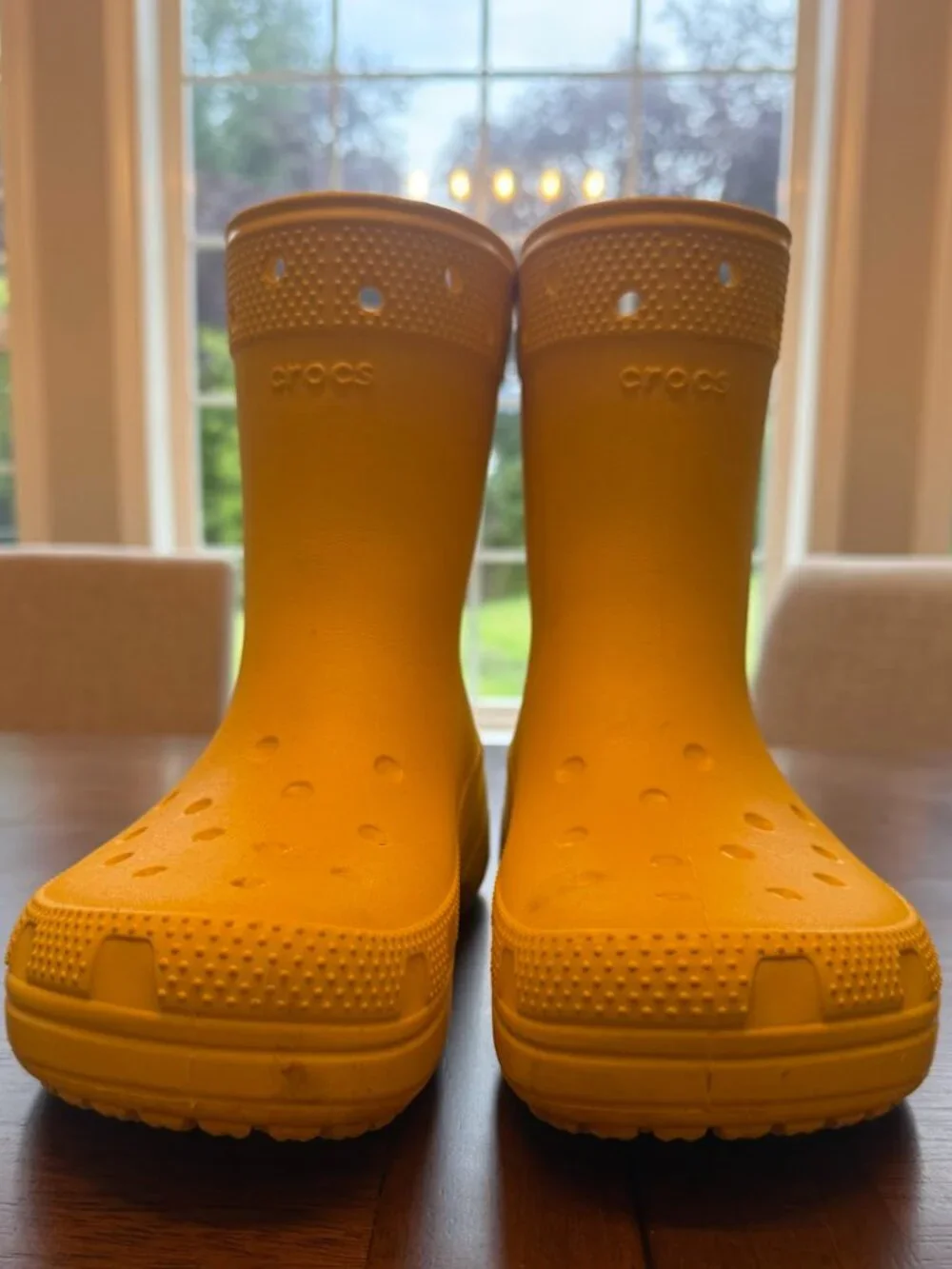Crocs Unisex Classic Rain Boots, Sunflower, 9 US Men